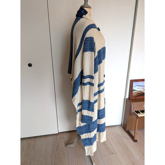 Ralph Lauren Women's Cotton Silk Knit Striped Open Shawl Long Cardigan Size Larg - Picture 4 of 14